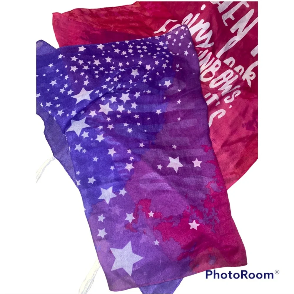 Vibe Inspirations Pink Purple Ombré Stars Sheer Lightweight Scarf